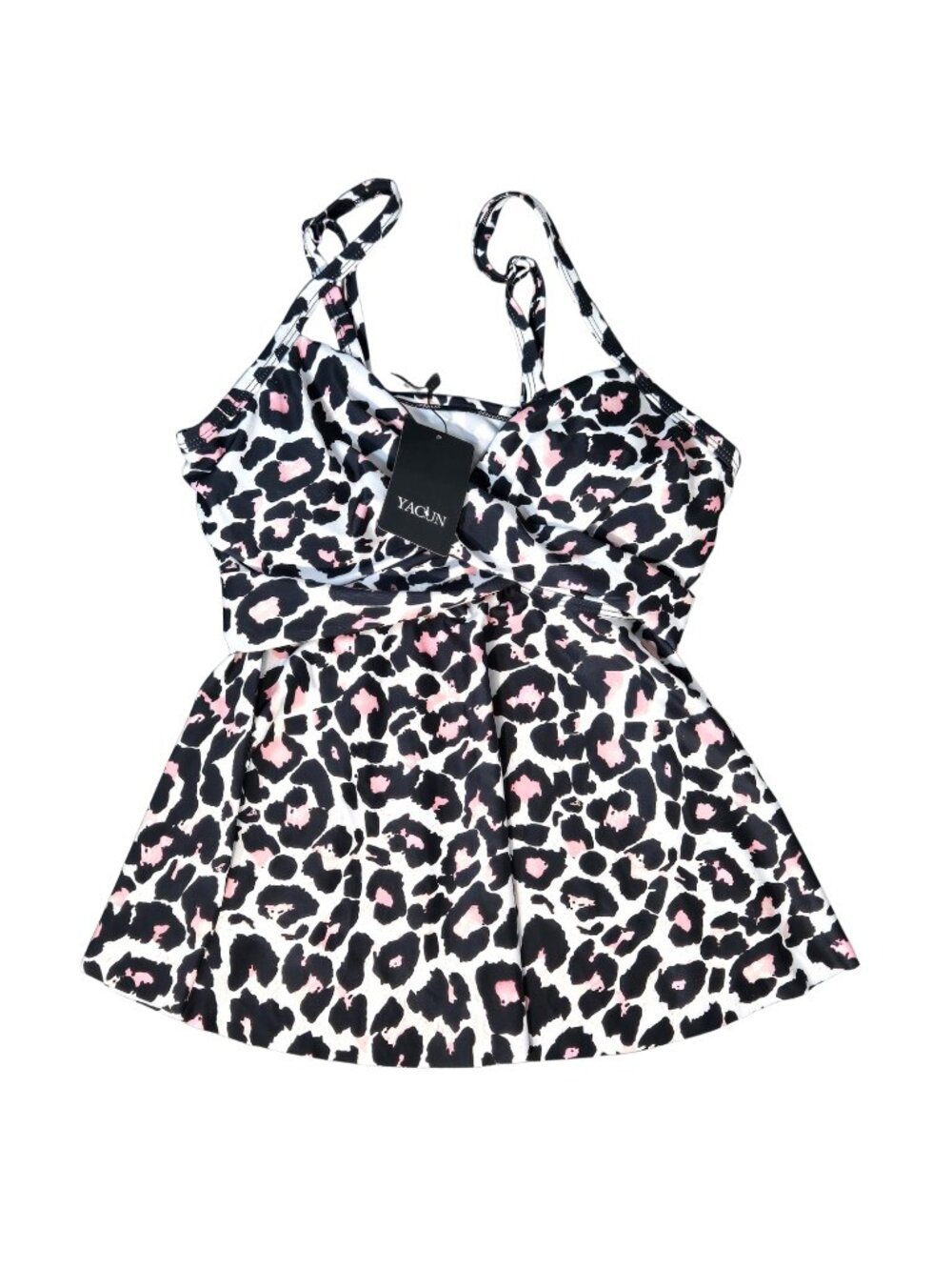 NWT | Leopard Cheetah Print Swim Tankini Top Skirted Flounce Hem | Medium